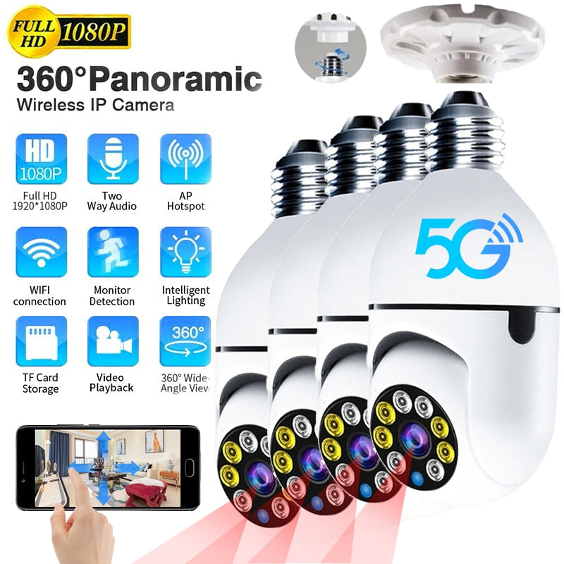 1/2/4 Pcs E27 Bulb Camera 5G Wifi Surveillance Camera